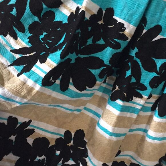 Taylor Womens Dress Size 2 Pleated A Line Turquoise Tan With Floral Dress - Picture 2 of 6